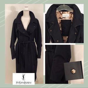 YVES SAINT LAURENT BELTED TRENCH COAT IN BLACK